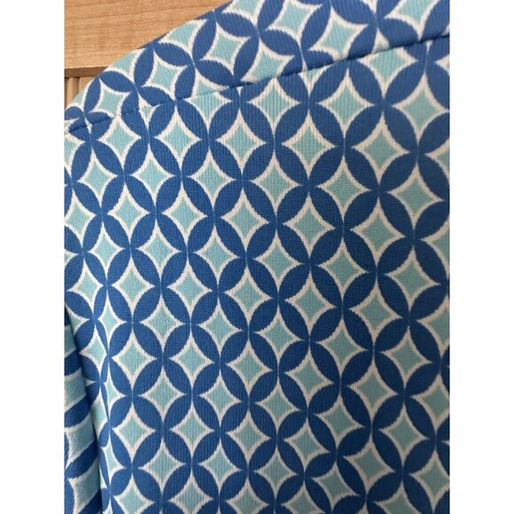 FRESH PRODUCE Size Small Blue Geometric Wrap Dress Nylon Spandex Knit $79 - Picture 2 of 4
